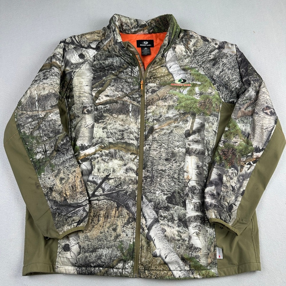 Mossy Oak Camo Hunting Jacket Mens 3XL‎ Green Orange 3M Thinsulate Insulated Zip